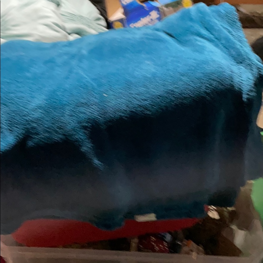 Aqua blue fuzzy blanket
